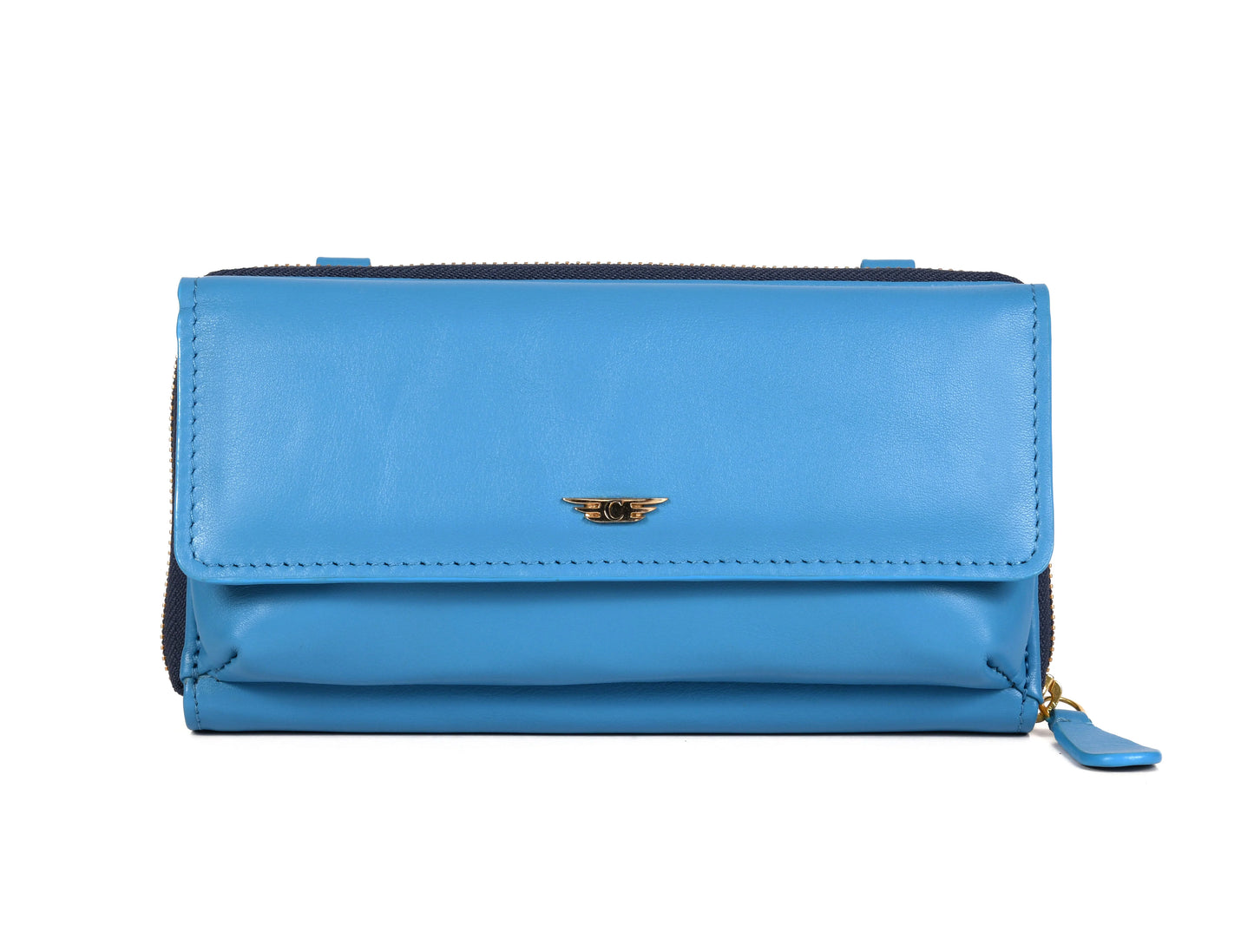 Chic Blue Leather Crossbody Bag