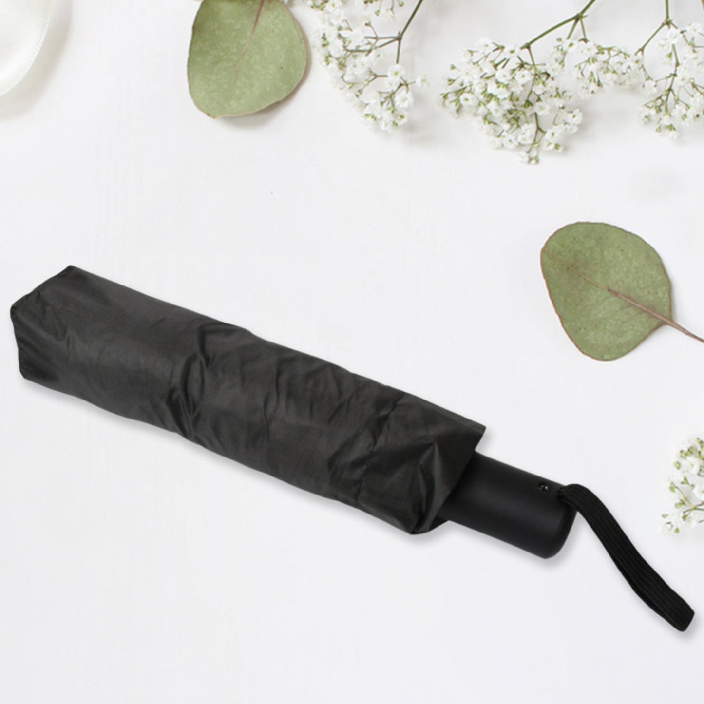 2 Fold Manual Umbrella – Wind, Sun & Rainproof with Steel Shaft & Wrist Strap