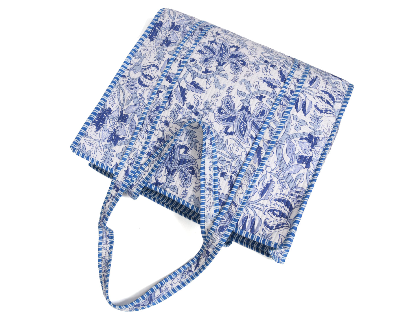Quilted Cotton Tote Bags - Navy