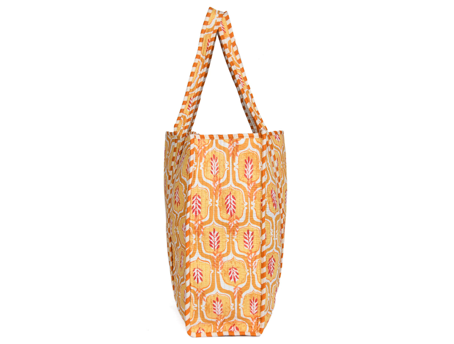 Quilted Cotton Tote Bags - Light Yellow