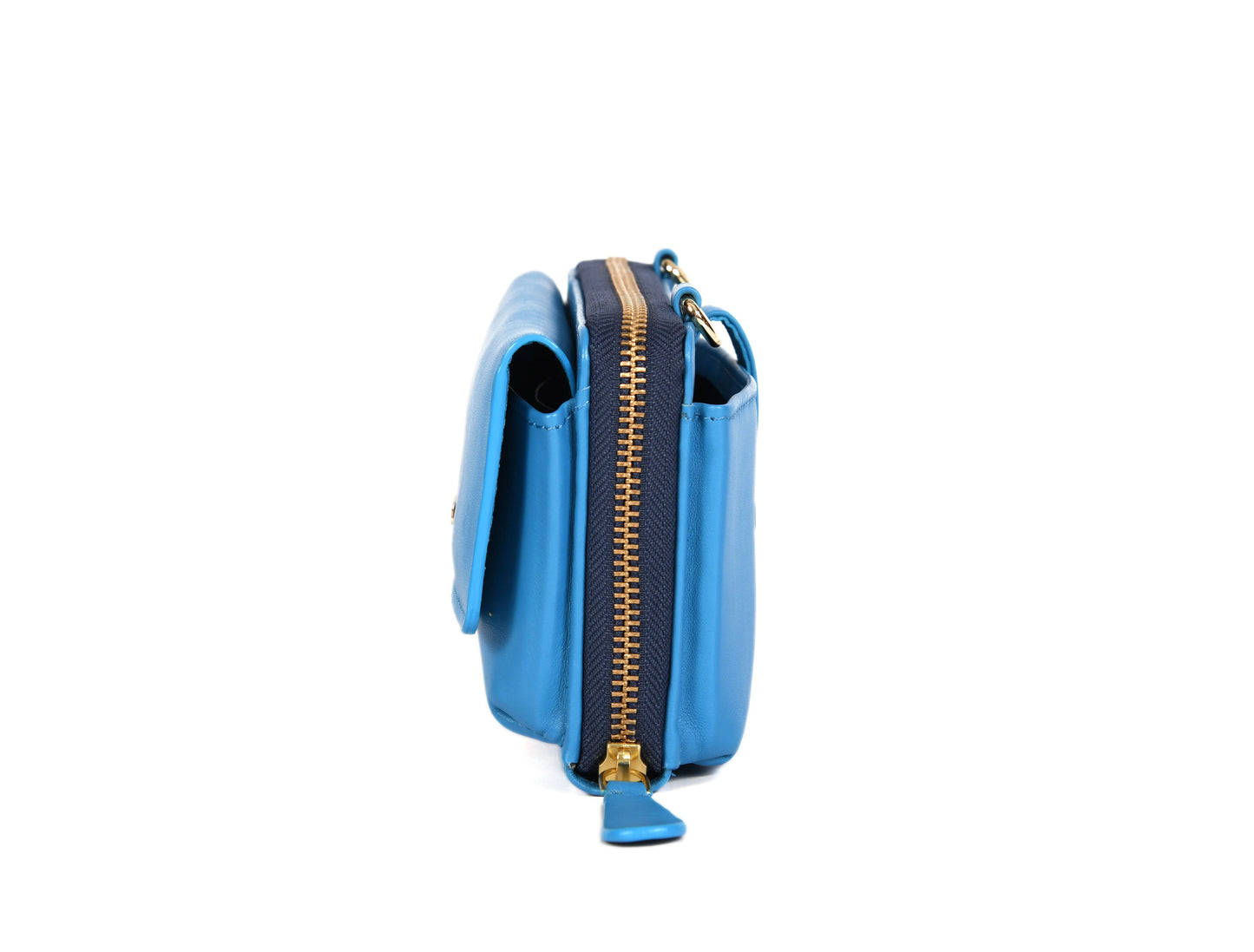 Chic Blue Leather Crossbody Bag