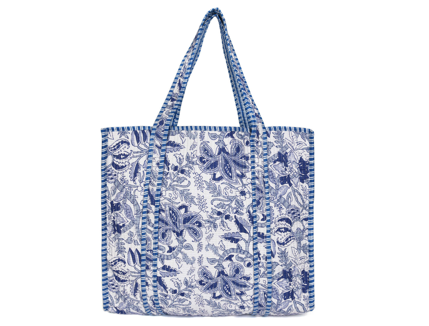 Quilted Cotton Tote Bags - Navy