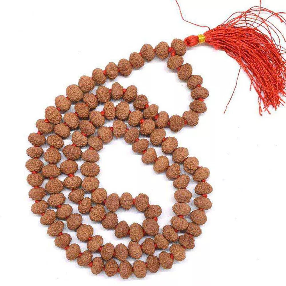 Mithilashri Ten Face Rudraksha Mala Natural Dus Mukhi Rudraksh Mala Lab Certified {Beads 108+1} 8mm Rudraksh Mala Jaap Mala