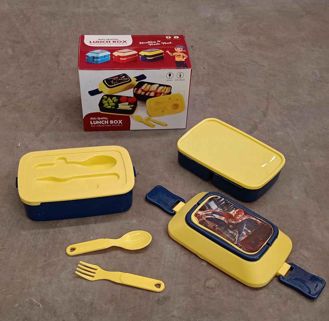 5621 Double Layer Lunch Box Stylish Lid Lunch Box With Fork & Spoon Lunch Box For Children School Lunch Box