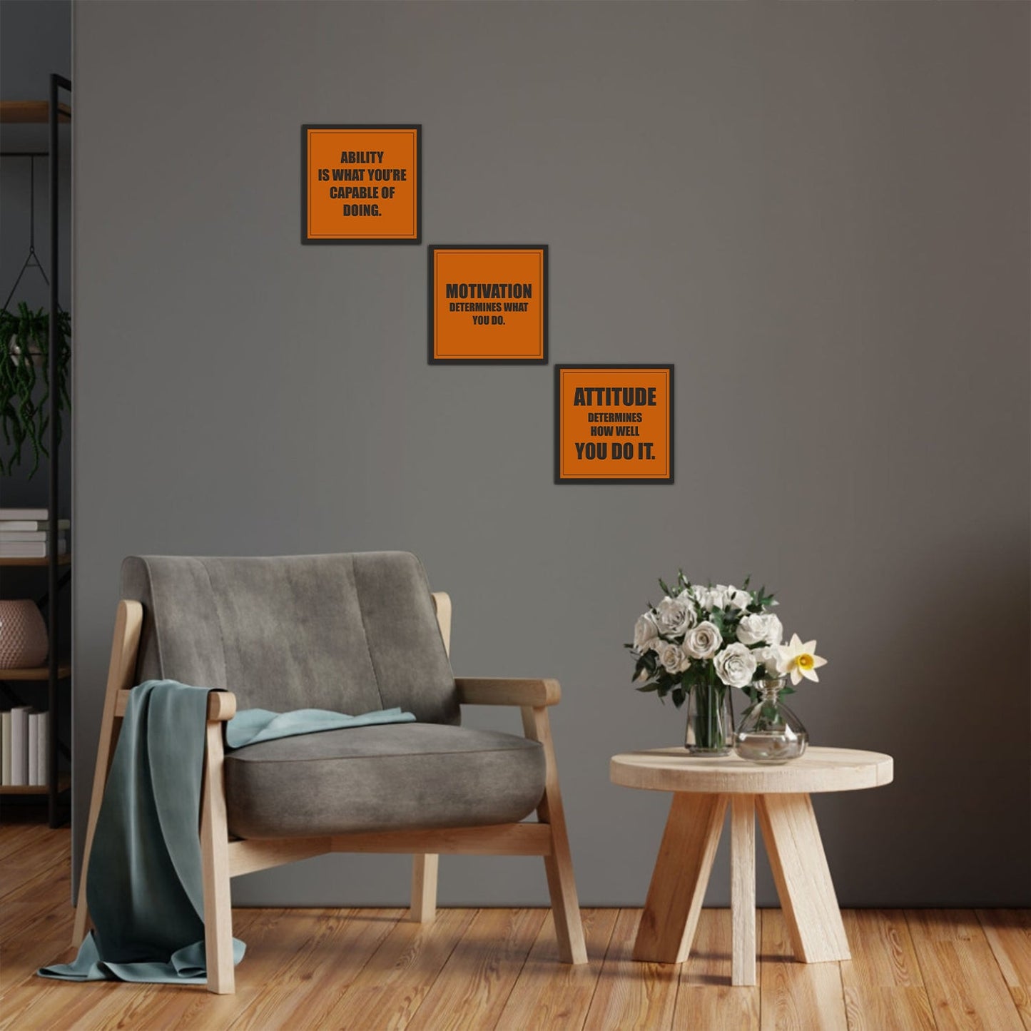 MOTIVATION Determines What You Do Quotes Set of 3 Wall Frames