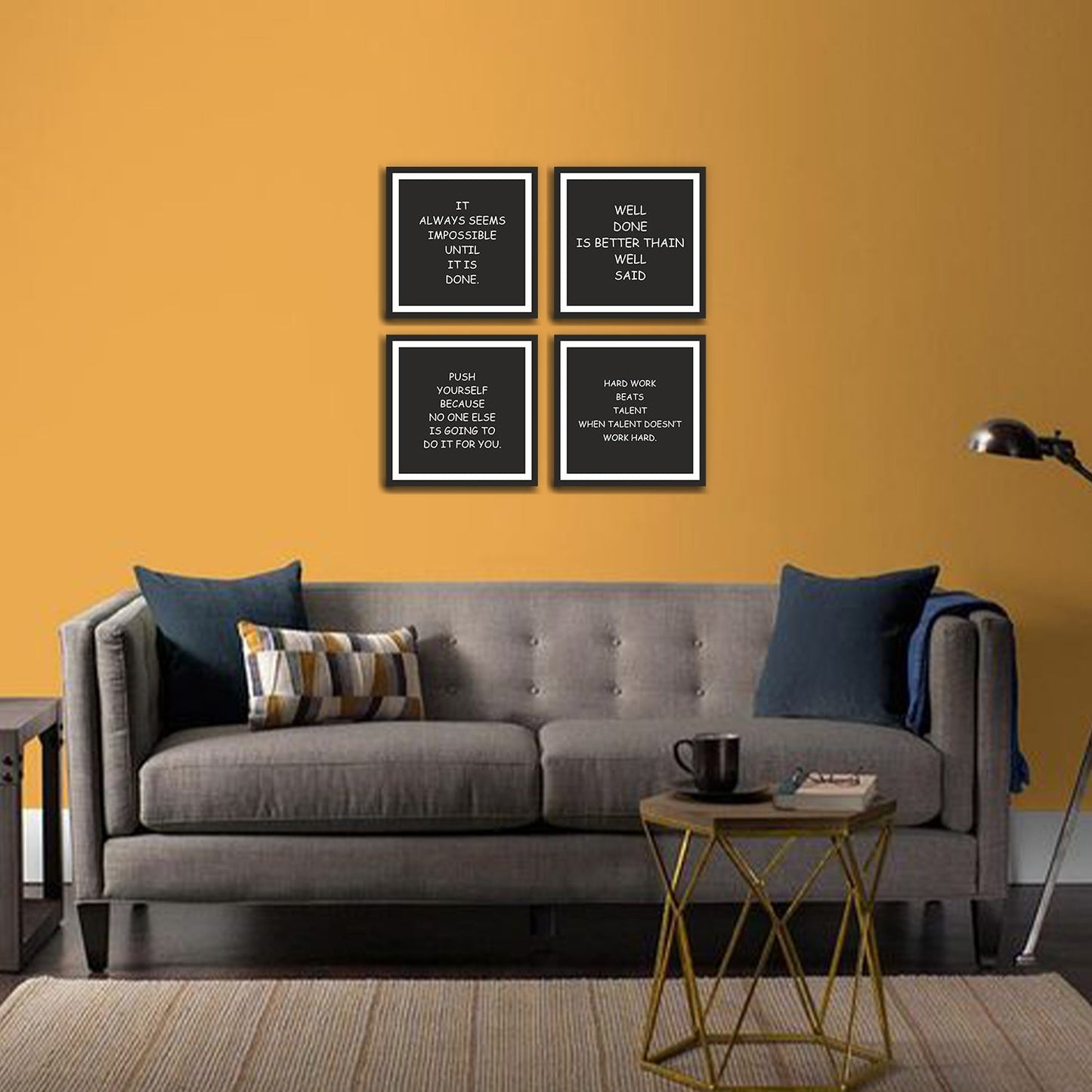 Beautiful Thoughts with Premium Set of 4 Wall Frames