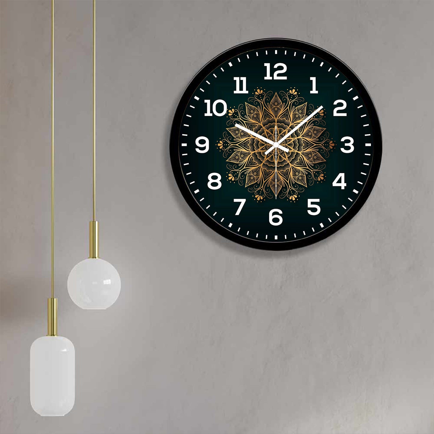 Premium Black Mandala Pattern Printed Designer Wall Clock