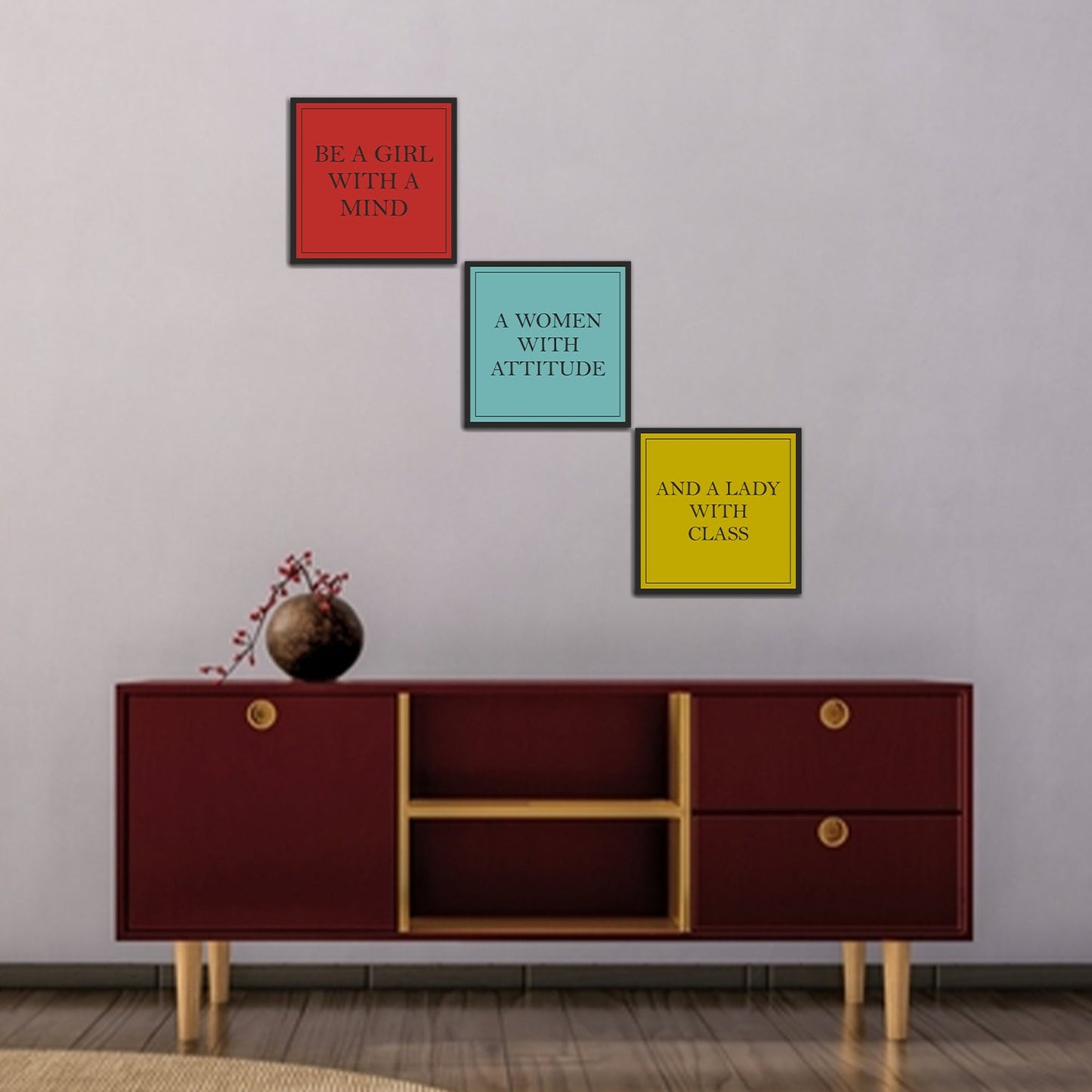 Positive Vibes with Motivation Wall Frames Set of 3