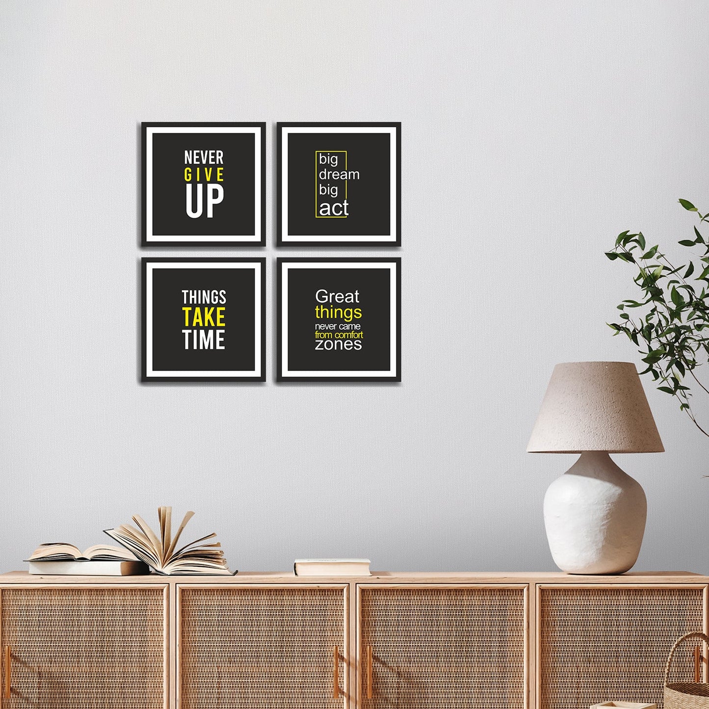 Never Give Up Quotes Frame Wall FramesSet of 4