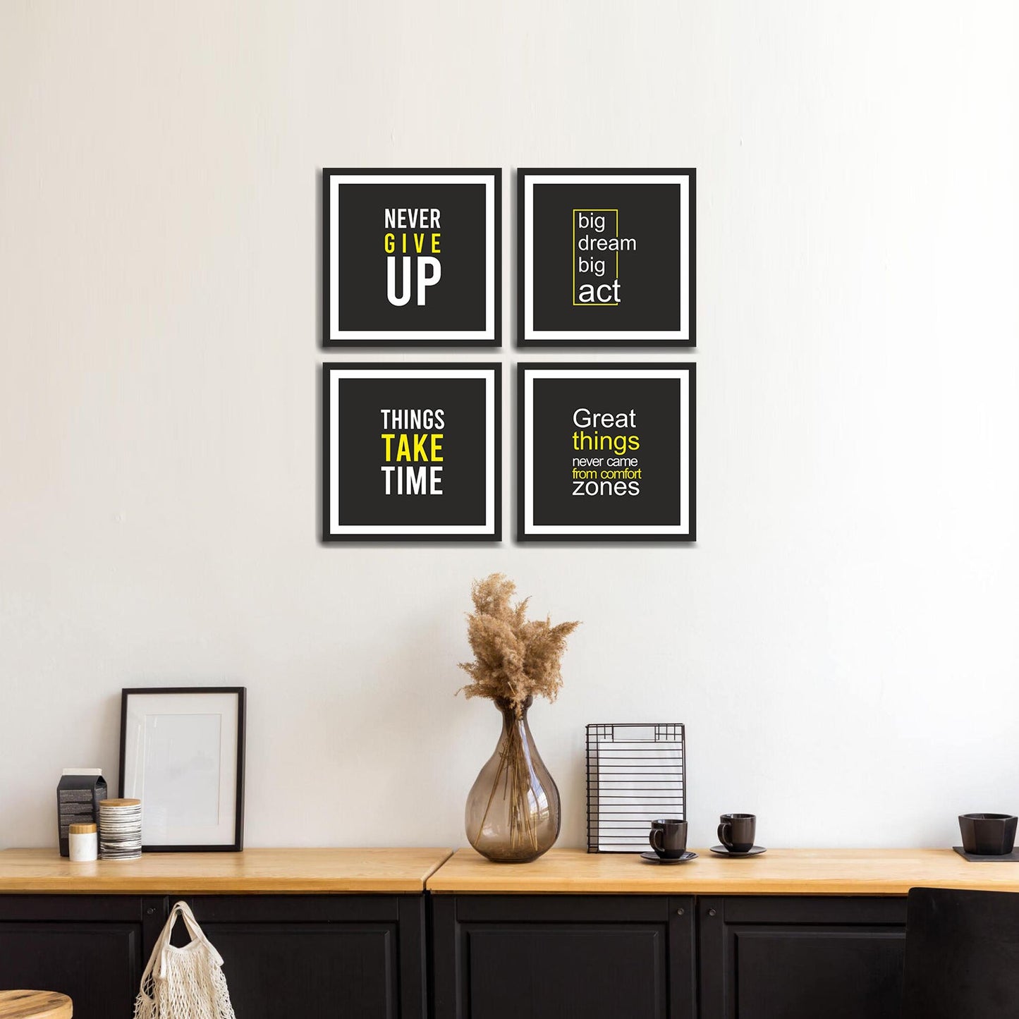 Never Give Up Quotes Frame Wall FramesSet of 4