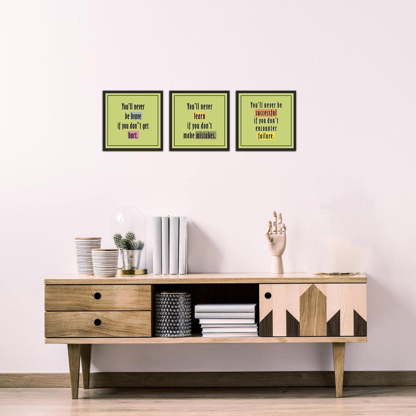 Success and Failure Motivational Quotes Wall Hanging Frame Set of 3