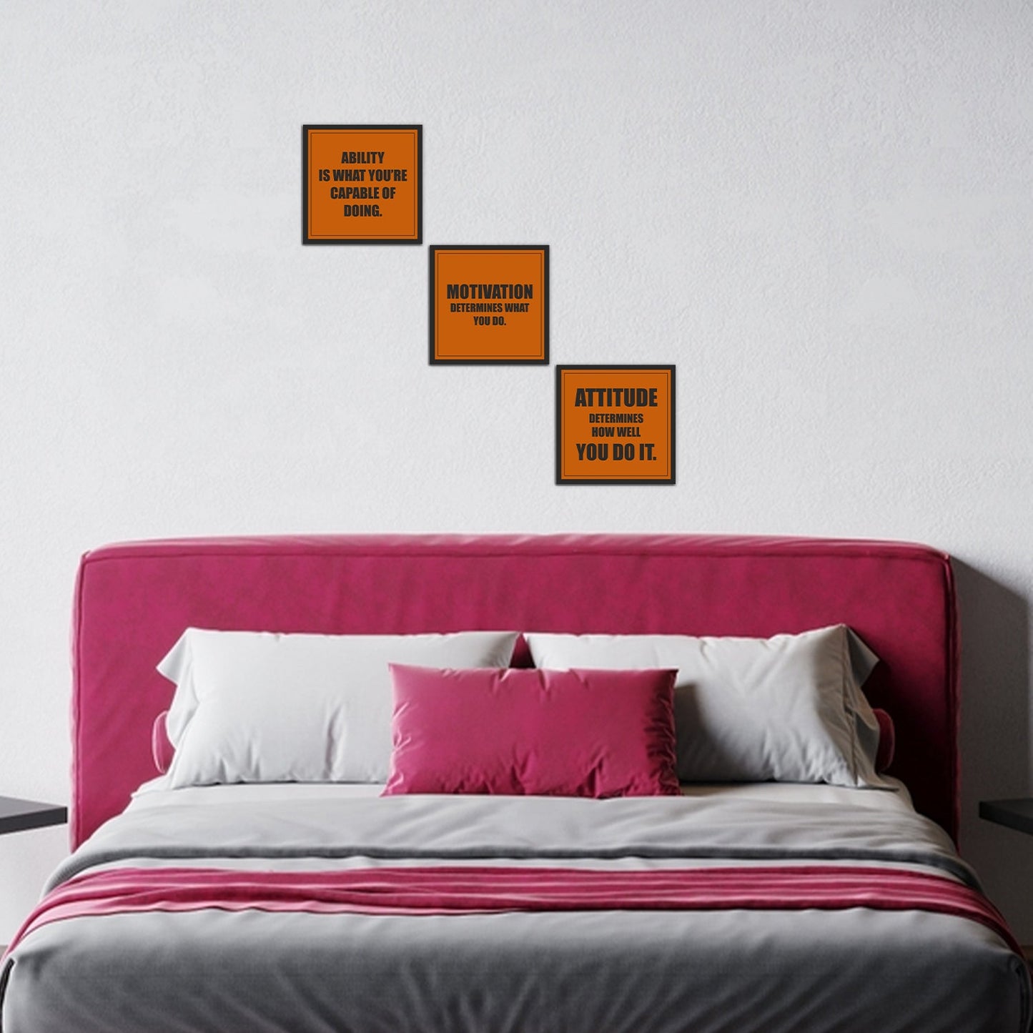 MOTIVATION Determines What You Do Quotes Set of 3 Wall Frames