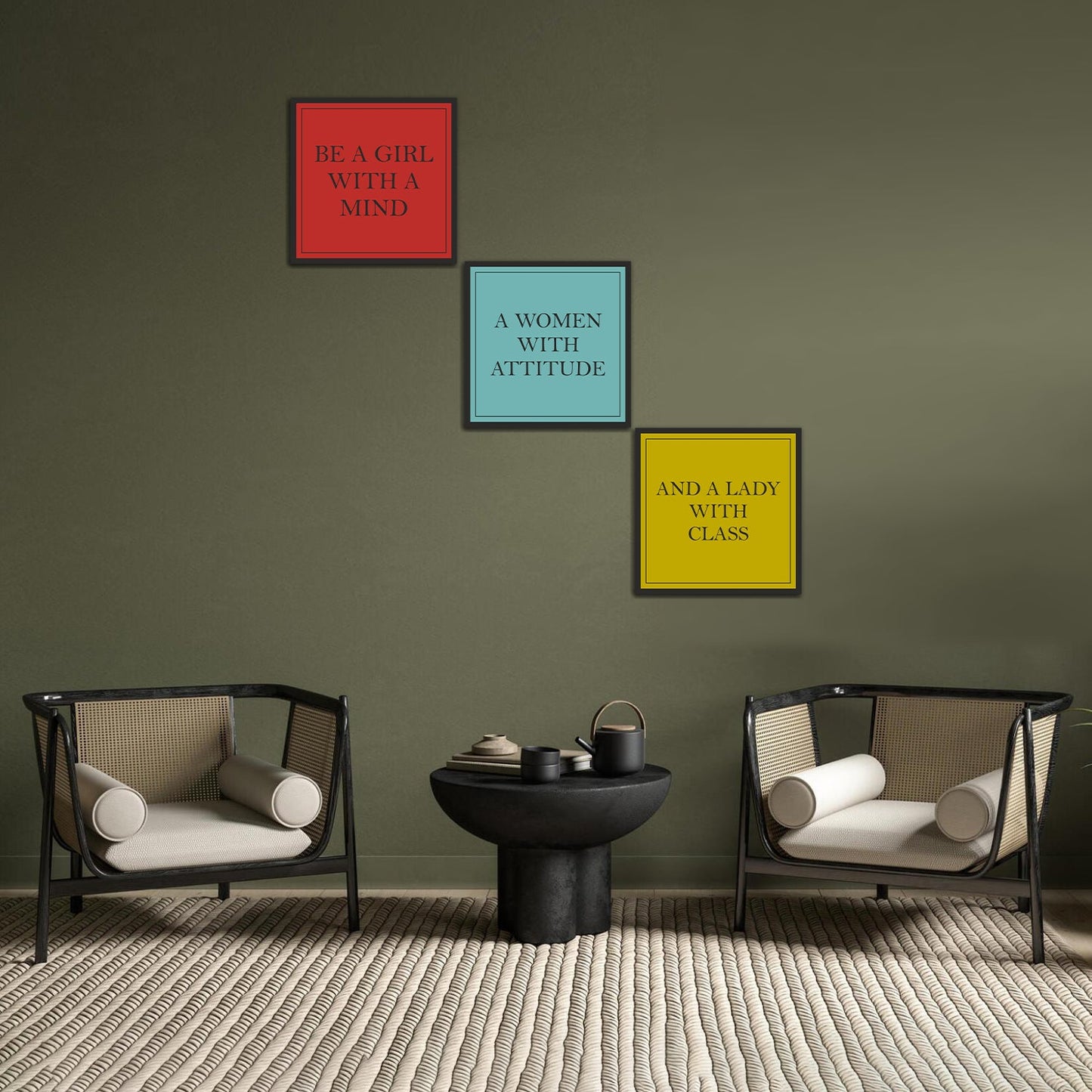 Positive Vibes with Motivation Wall Frames Set of 3