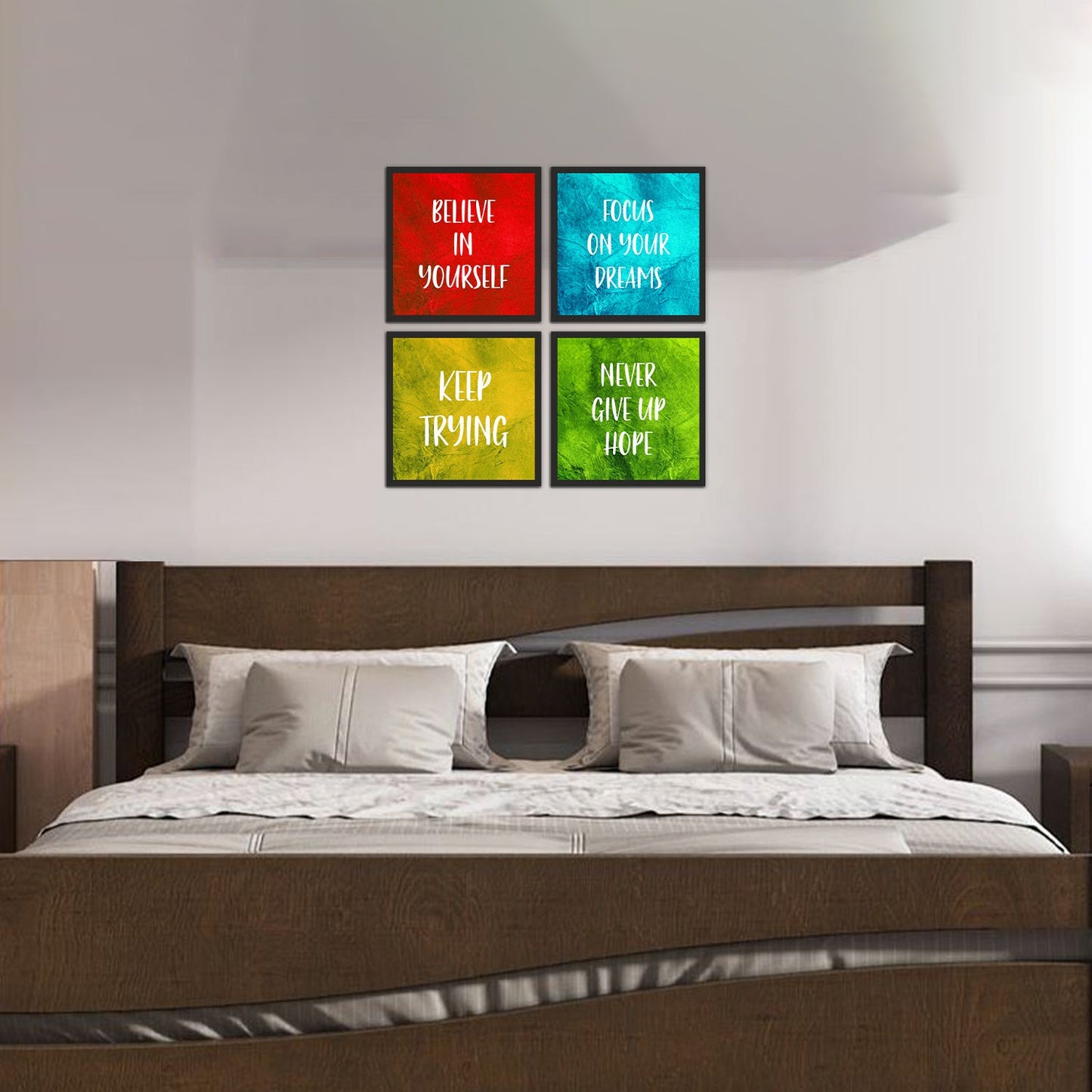 Focus on Your Dreams Quote Premium Wall Frame Set of 4