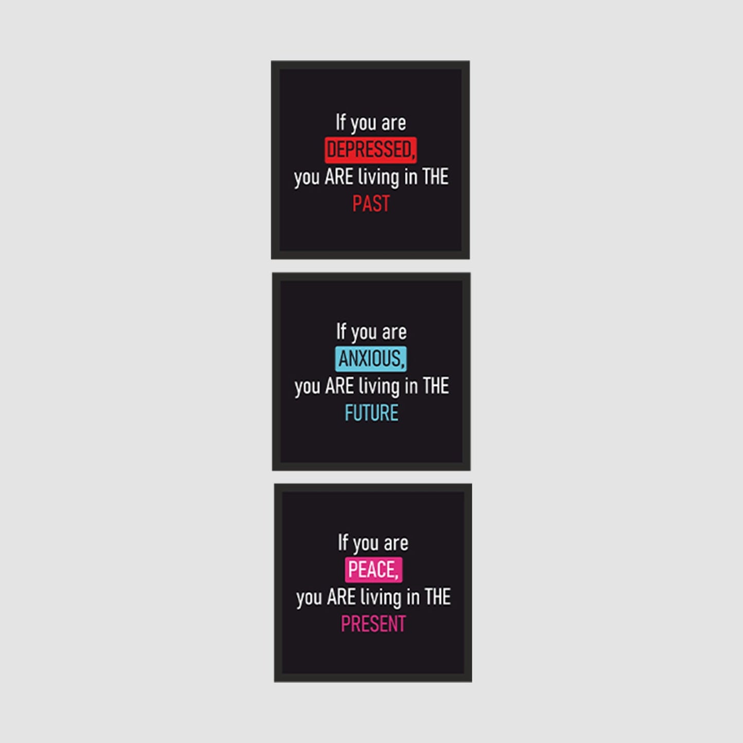 Depressed, Anxious and Peace Motivational Wall Frames Set of 3
