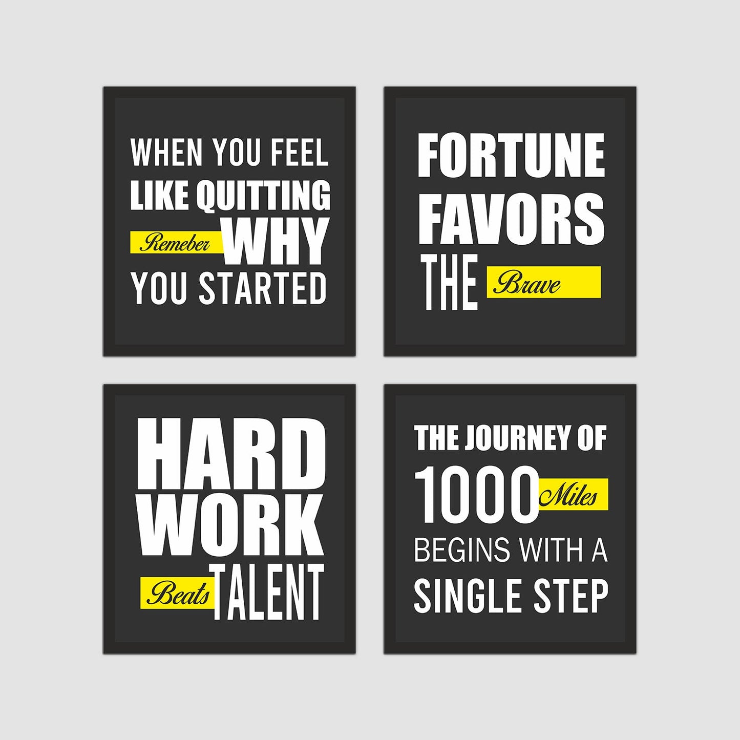 Premium Motivational Thoughts Set of 4 Wall Frames