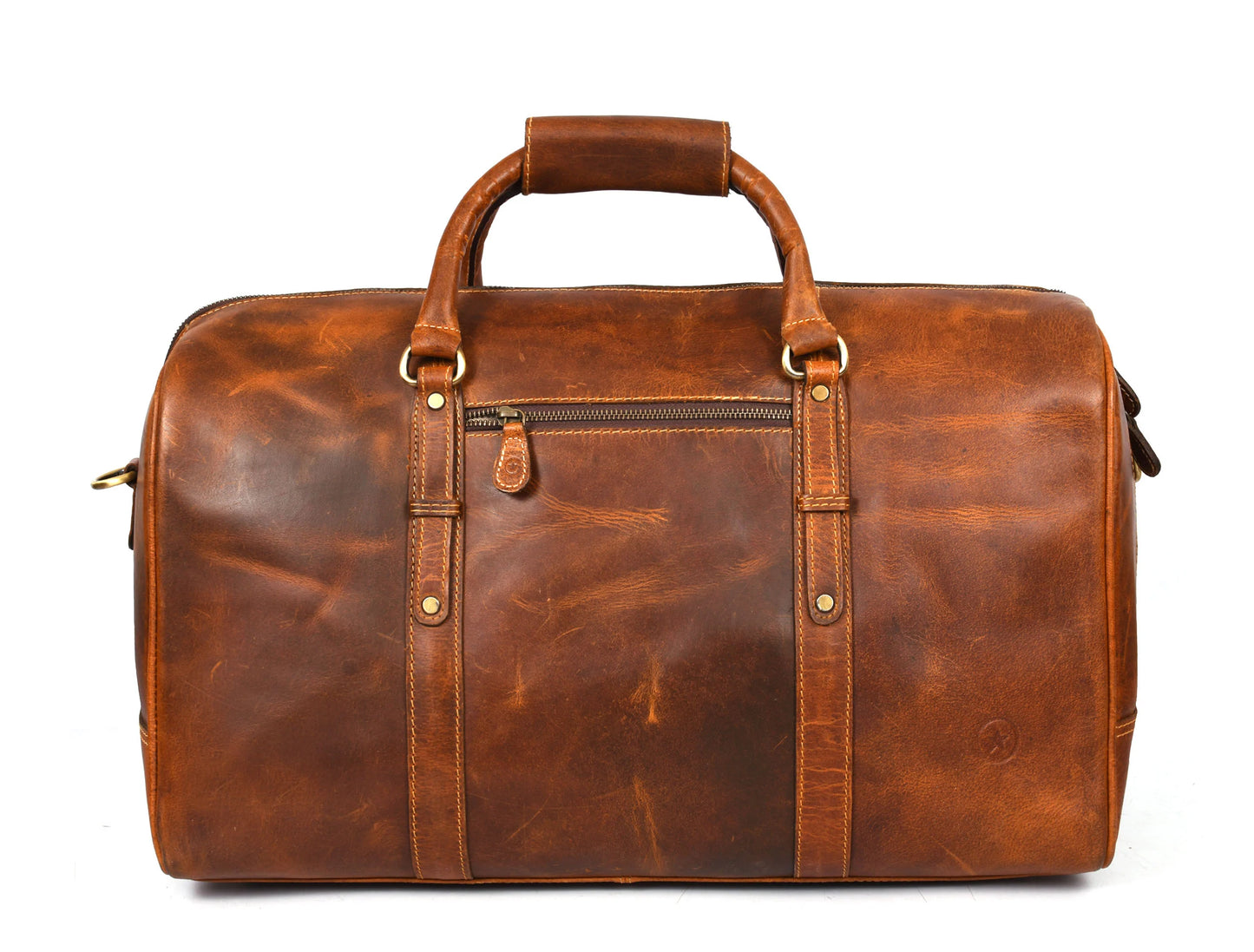 Taranto Leather Weekender Bag - Caramel Brown