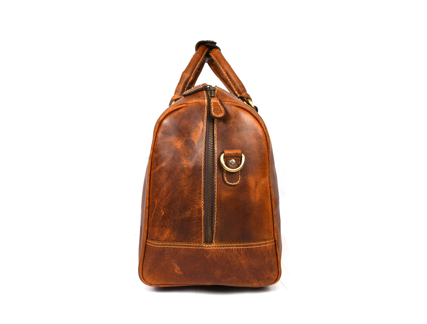 Taranto Leather Weekender Bag - Caramel Brown