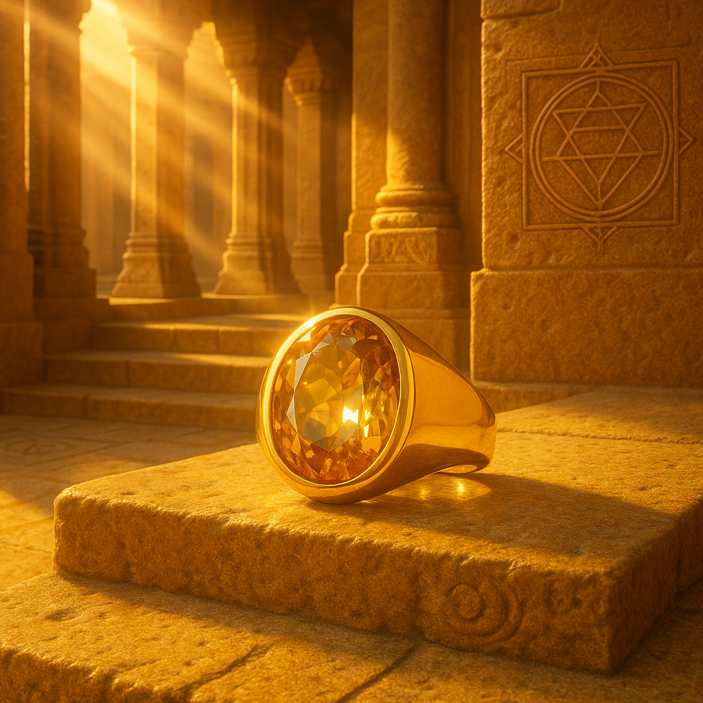 Citrine (Sunehla) Panchdhatu Ring | Lab Certified | Adjustable