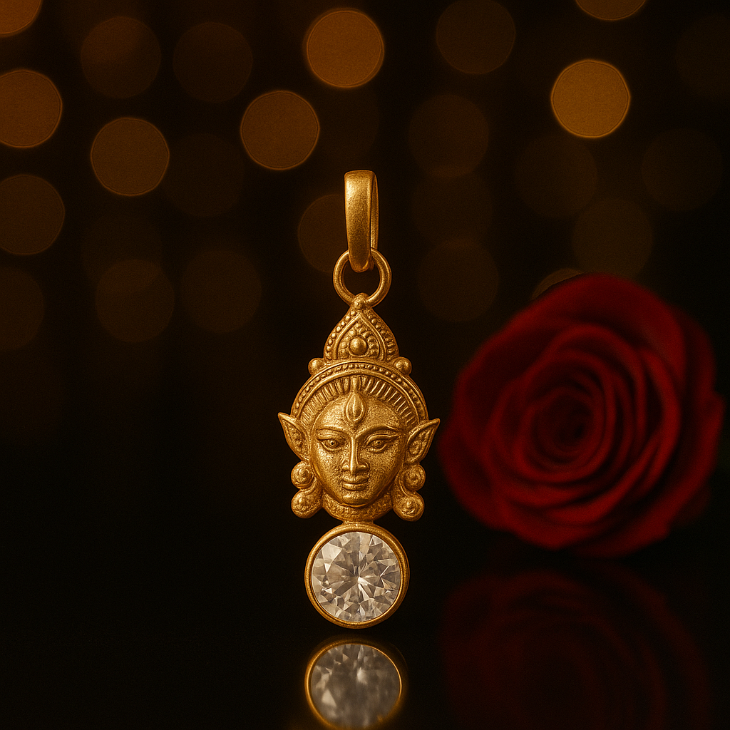 Nav Durga with Zircon Panchdhatu Pendant – Divine Protection & Radiance | Lab Certified