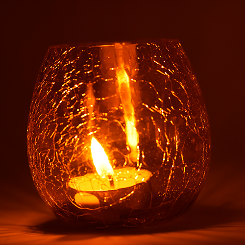 Votive Glass Mercury Tealight Candle Holders - Set of 2/4 tealights- Diwali Decoration Items for Home (Glass, Round)- red and yellow - Diwali Décor