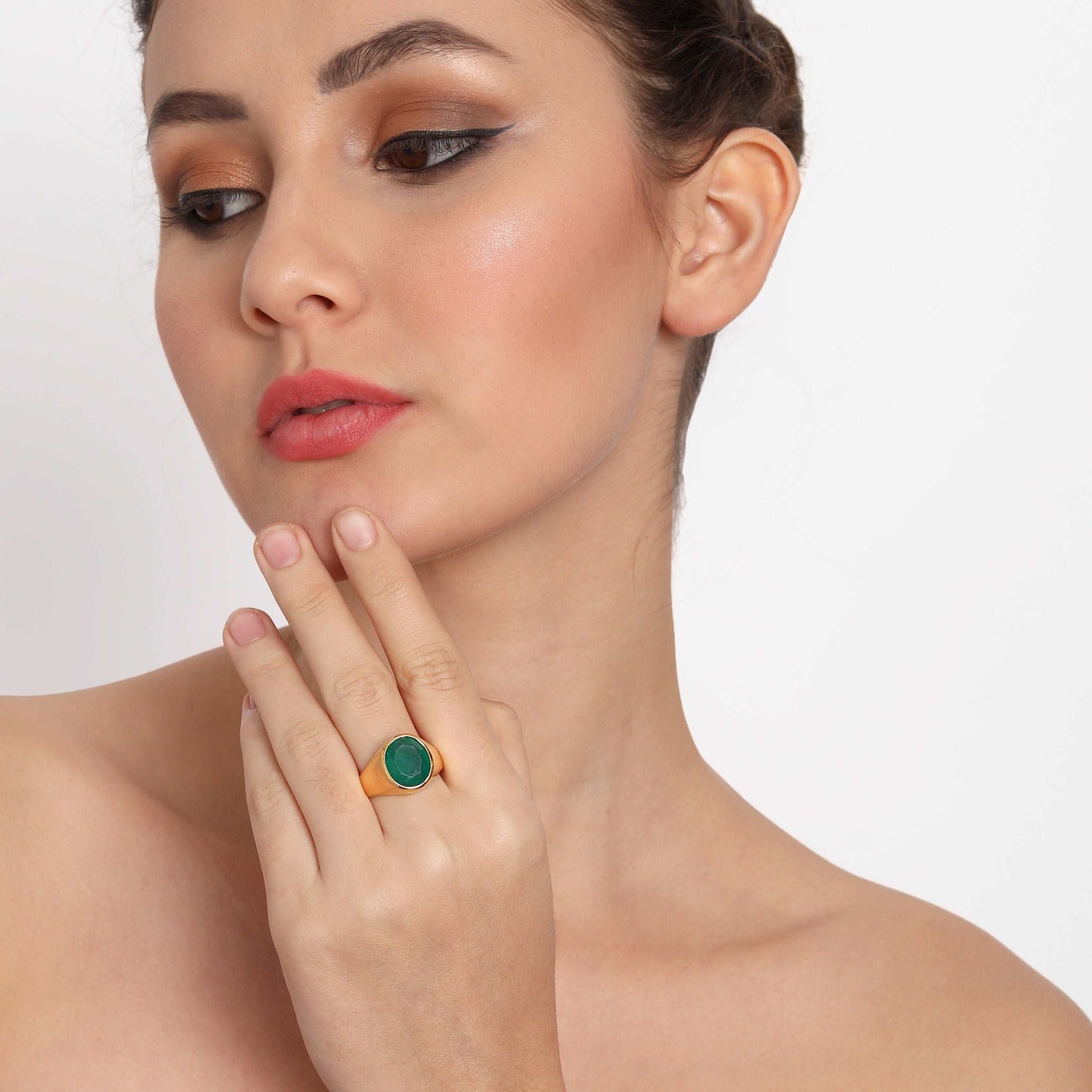 EMERALD PANNA Panchdhatu Ring Lab certified ADJUSTABLE RING