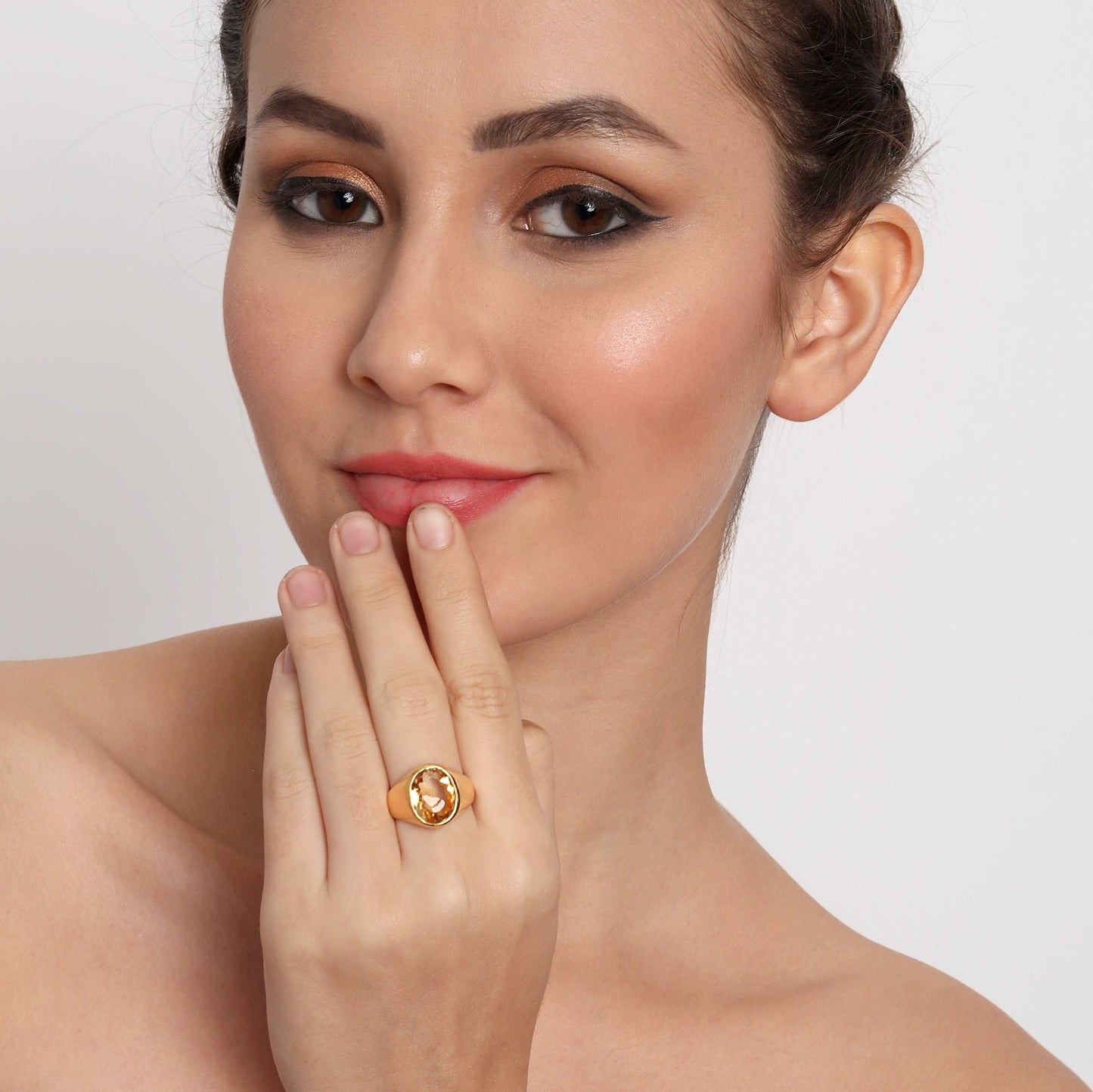 CITRINE SUNELA Panchdhatu Ring Lab Certified ADJUSTABLE RING