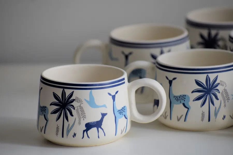 HANDICRAFTS Ceramic Tea Cup Set of 6 (120 Milliliter Each)