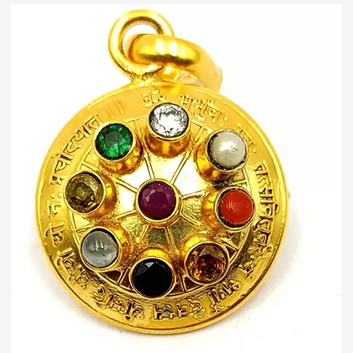 NAVRATAN PENDANT with Nine Gemstones in Panch Dhatu