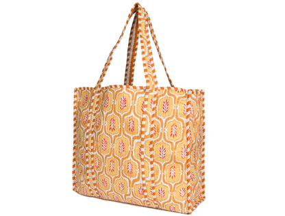 Quilted Cotton Tote Bags - Light Yellow