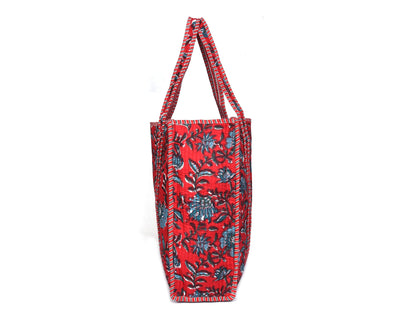 Quilted Cotton Tote Bags - Red