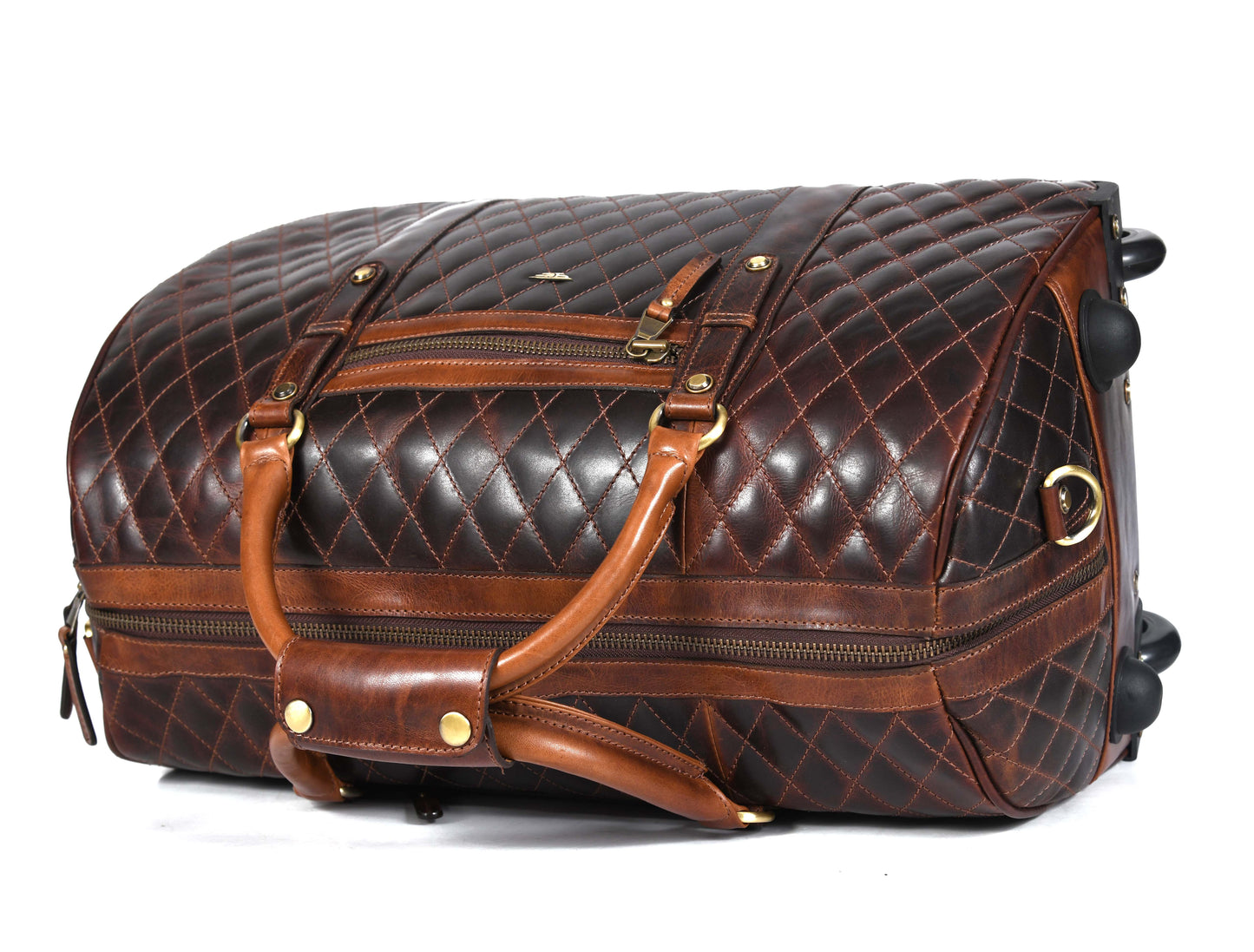 Luxurious Leather Quilted Travel 2 Wheeler Trolly Bag