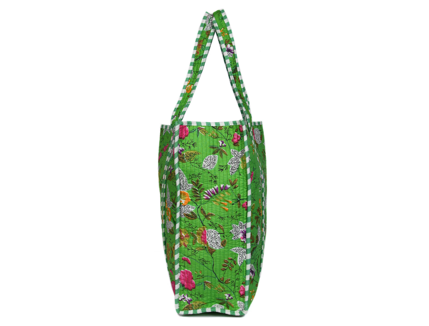 Quilted Cotton Tote Bags - Nature Green