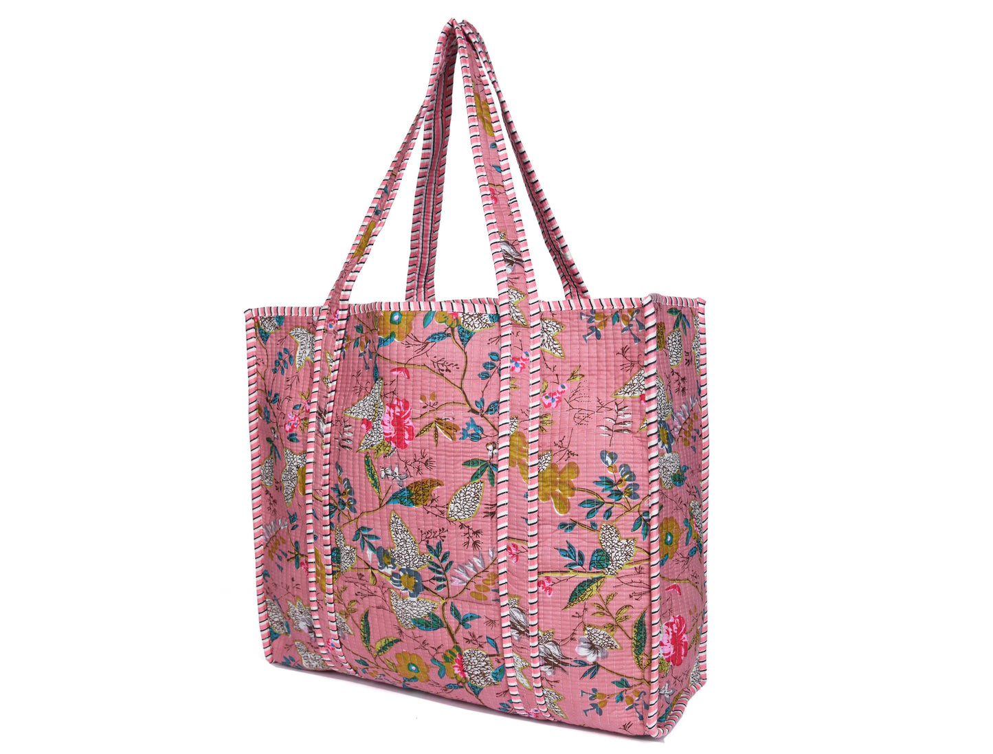 Quilted Cotton Tote Bags - Grey beach