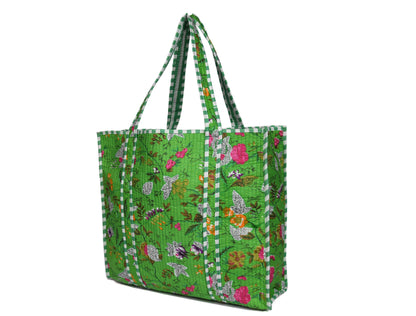 Quilted Cotton Tote Bags - Nature Green