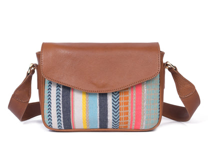 Mexico Jacquard & Leather Saddlebag Crossbody - Tan