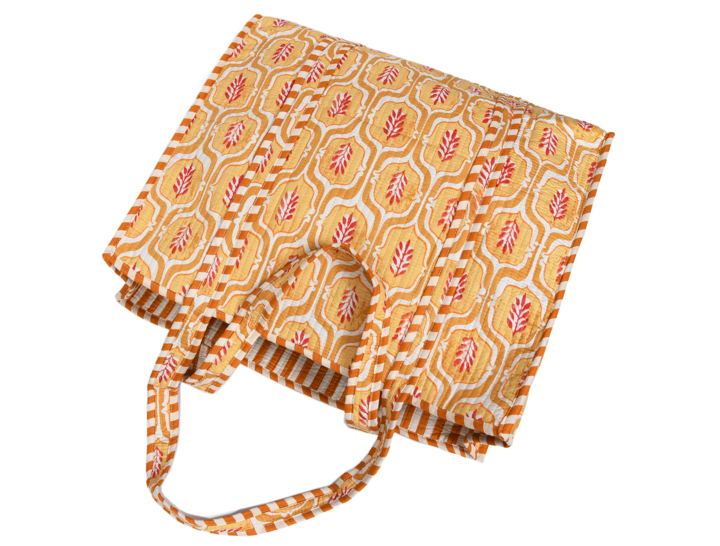 Quilted Cotton Tote Bags - Light Yellow