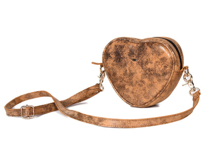 Ridge Heart shape leather Crossbody Bag for Women - ( LB-565 )