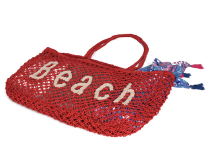 Woven Jute Tote Bag - Beach