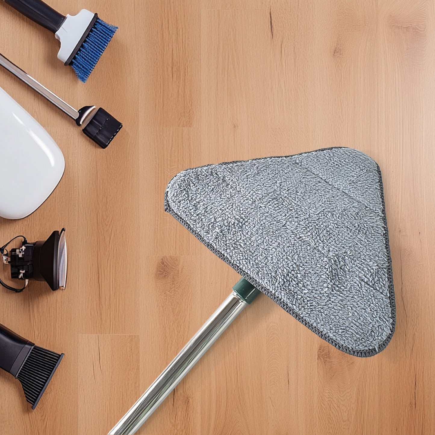 2-in-1 Extendable Triangle Mop – Retractable, 360° Rotating, Telescopic & Reusable Mop Heads (1 Pc)