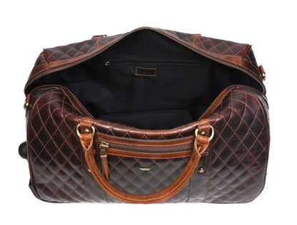 Luxurious Leather Quilted Travel 2 Wheeler Trolly Bag