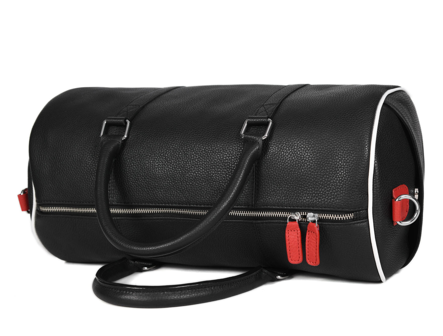 Modern Black Leather Duffel Bag