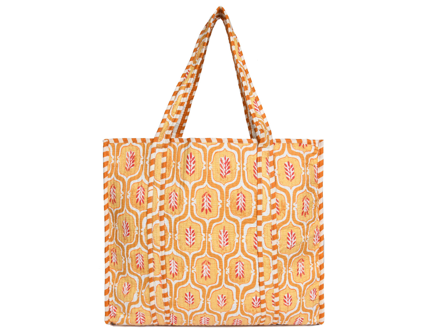 Quilted Cotton Tote Bags - Light Yellow