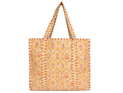 Quilted Cotton Tote Bags - Light Yellow