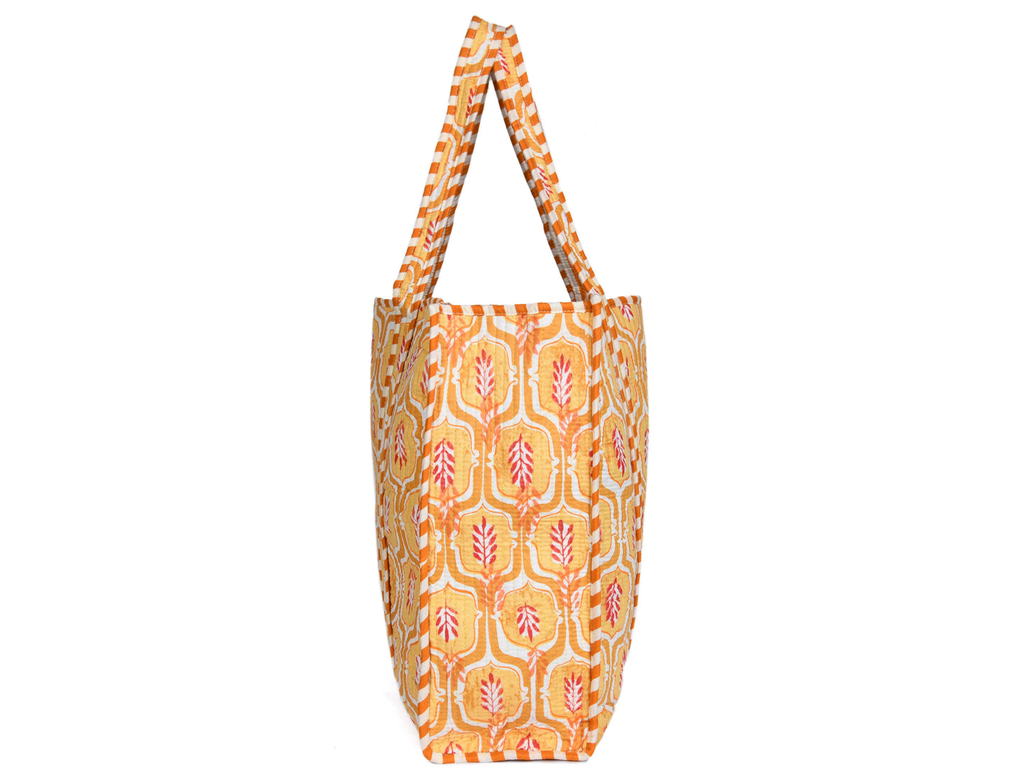 Quilted Cotton Tote Bags - Light Yellow