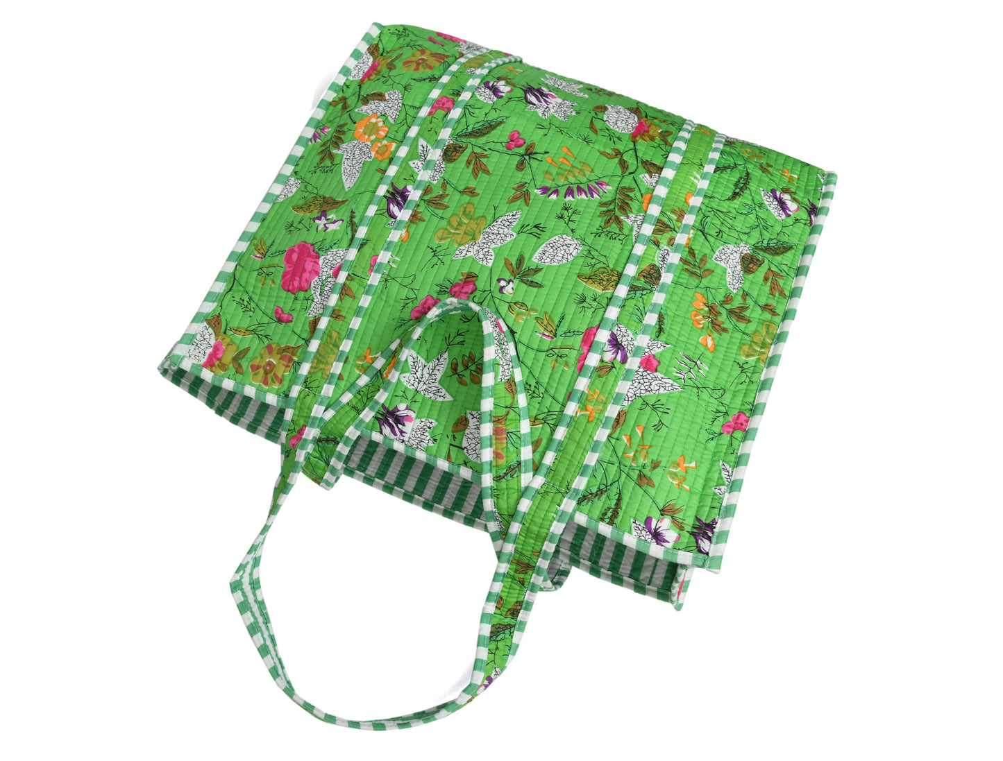 Quilted Cotton Tote Bags - Nature Green