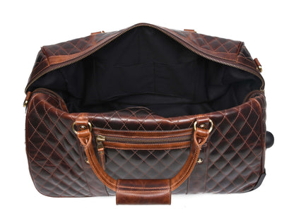 Luxurious Leather Quilted Travel 2 Wheeler Trolly Bag