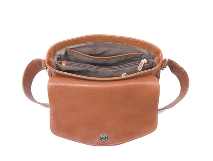 Mexico Jacquard & Leather Saddlebag Crossbody - Tan