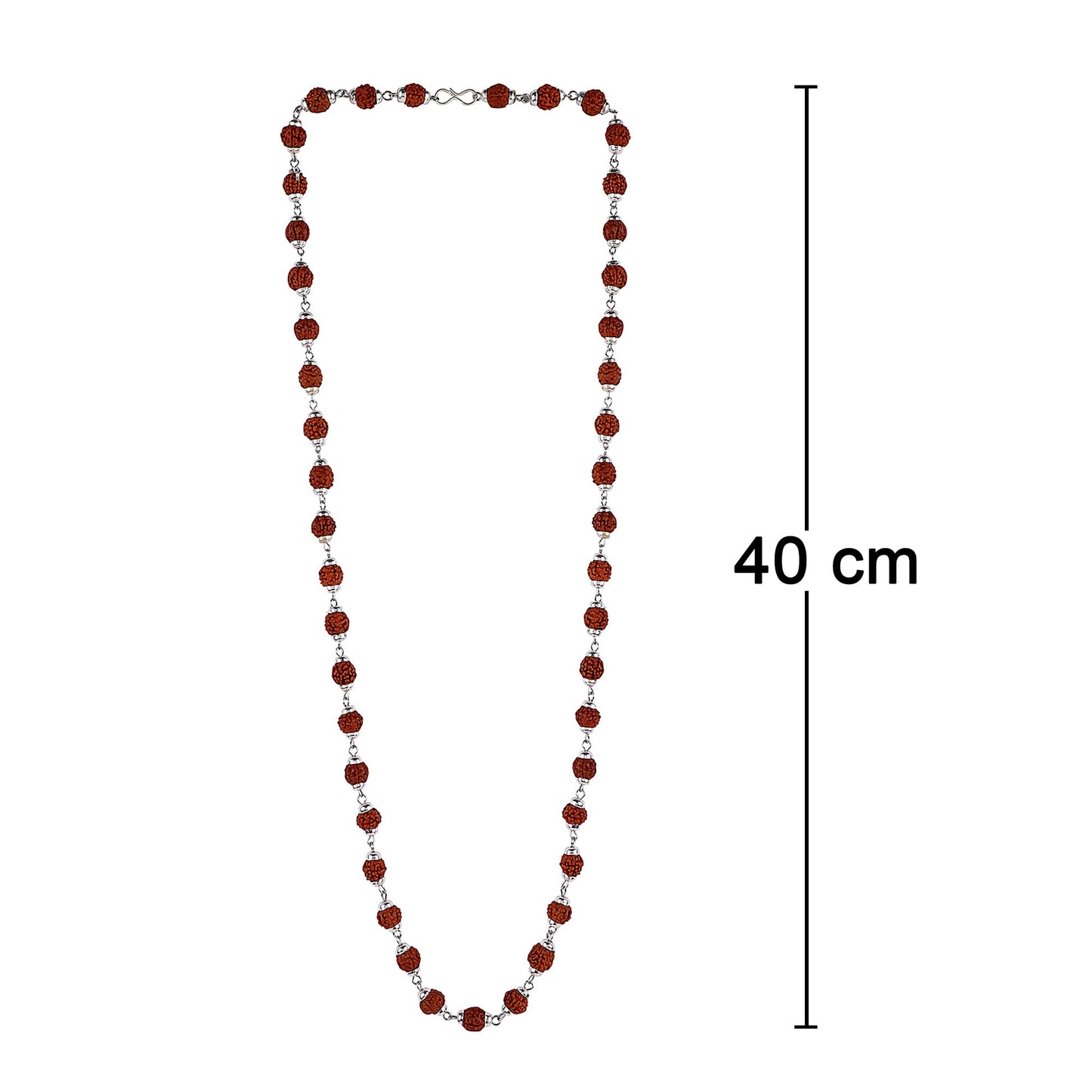 Rudraksh Mala-White Metal Covering- 108 Beads Size 7mm