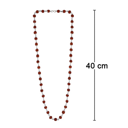 Rudraksh Mala-White Metal Covering- 108 Beads Size 7mm